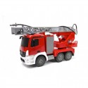 Fjernstyret Mercedes brandbil m. rigtig vandsprøjte og styrbar stige