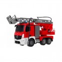 Fjernstyret Mercedes brandbil m. rigtig vandsprøjte og styrbar stige
