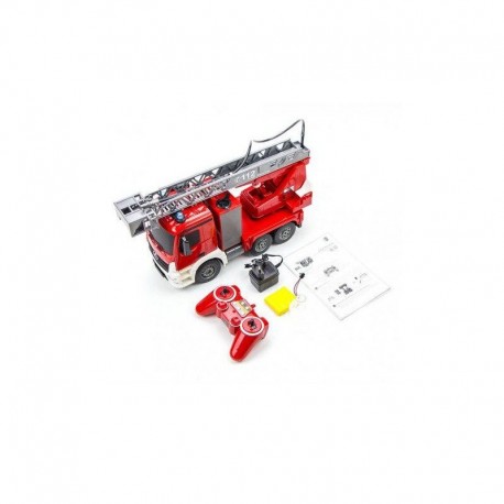 Fjernstyret Mercedes brandbil m. rigtig vandsprøjte og styrbar stige