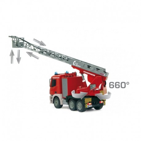 Fjernstyret Mercedes brandbil m. rigtig vandsprøjte og styrbar stige