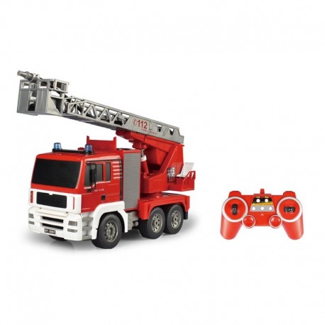 Fjernstyret Mercedes brandbil m. rigtig vandsprøjte og styrbar stige