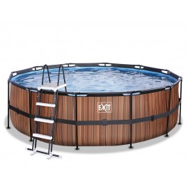 Wood ø4,5m pool med sandfilterpumpe og stige - EXIT