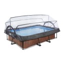 Wood 300x200x65cm pool med filterpumpe og poolskærm - brun - EXIT