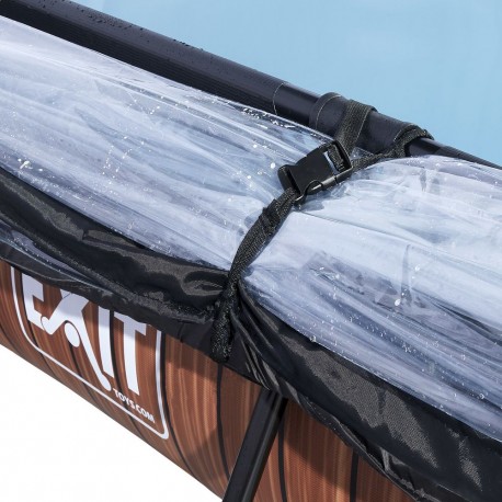 EXIT Wood pool 300x200x65cm med filterpumpe og poolskærm - brun