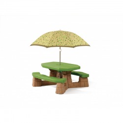 Step2 picnicbord XL med parasol (natur)