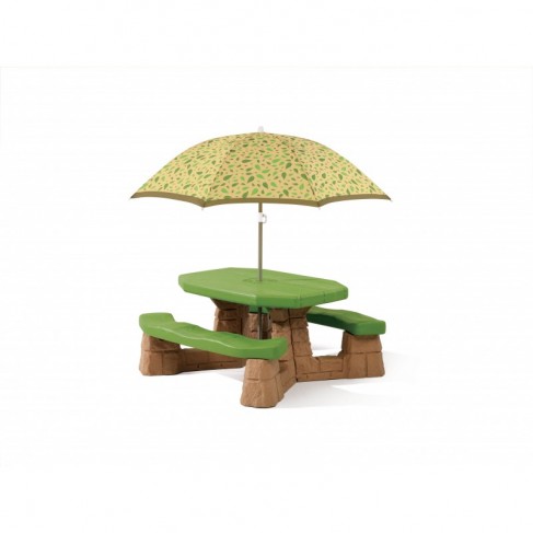 Step2 picnicbord XL med parasol (natur)
