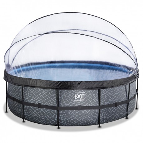 EXIT Stone pool ø4,5x1,22m med dome og sandfilterpumpe