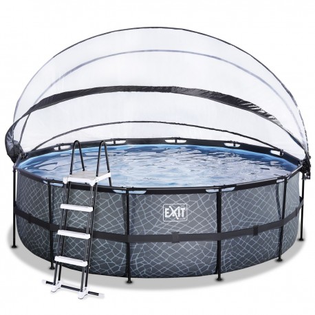 EXIT Stone pool ø4,5x1,22m med dome og sandfilterpumpe