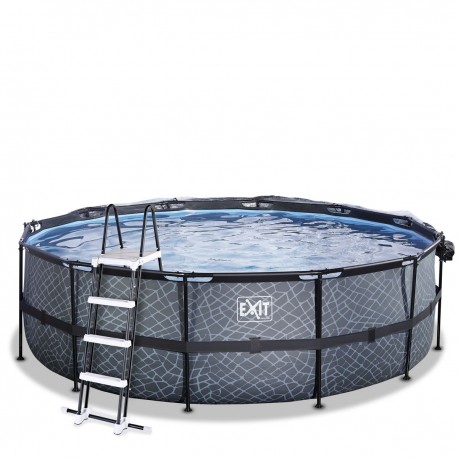 EXIT Stone pool ø4,5x1,22m med dome og sandfilterpumpe