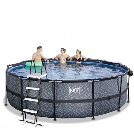 EXIT Stone pool ø4,5x1,22m med dome og sandfilterpumpe