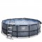 EXIT Stone pool ø450x122cm med dome og filterpumpe - grå