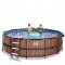 EXIT Wood pool ø450x122cm med dome og filterpumpe - brun