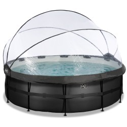 Black Leather ø450x122cm pool med dome og filterpumpe - sort - EXIT