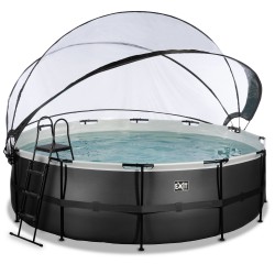 EXIT Black Leather pool ø450x122cm med dome og filterpumpe - sort 2
