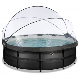 EXIT Black Leather pool ø450x122cm med sandfilterpumpe og dome - sort