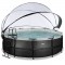 EXIT Black Leather pool ø450x122cm med dome og sandfilterpumpe - sort