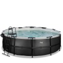EXIT Black Leather pool ø450x122cm med dome og sandfilterpumpe - sort