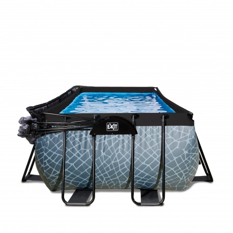 EXIT Stone pool 540x250x122cm med dome og sandfilterpumpe - grå