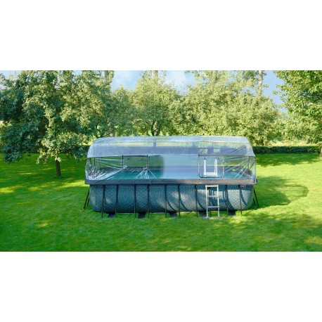 EXIT Stone pool 540x250x122cm med dome og sandfilterpumpe - grå