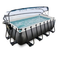 EXIT Black Leather pool 540x250x122cm med dome og sandfilterpumpe - sort 2