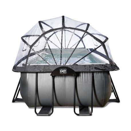 EXIT Black Leather pool 540x250x122cm med dome og sandfilterpumpe - sort