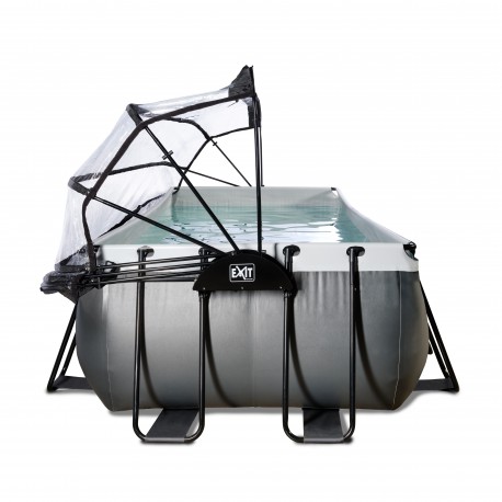 EXIT Black Leather pool 540x250x122cm med dome og sandfilterpumpe - sort