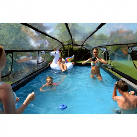 EXIT Black Leather pool 540x250x122cm med dome og sandfilterpumpe - sort