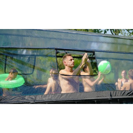 EXIT Black Leather pool 540x250x122cm med dome og sandfilterpumpe - sort