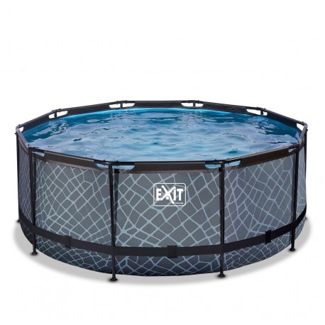 Stone pool ø360x122cm med sandfilterpumpe - EXIT