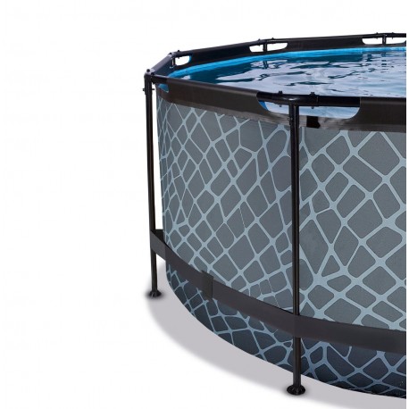 Stone pool ø360x122cm med sandfilterpumpe - EXIT