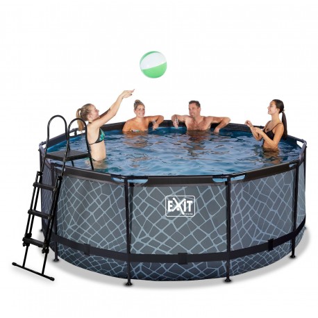 Stone pool ø360x122cm med sandfilterpumpe - EXIT