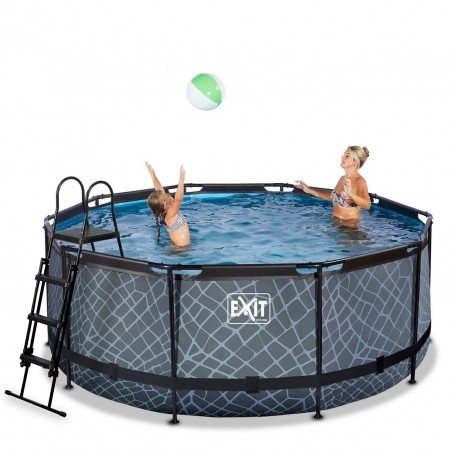 Stone pool ø360x122cm med sandfilterpumpe - EXIT