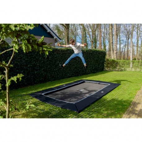 EXIT Dynamic trampolin i jordniveau 244x427cm med Freezone sikkerhedsfliser
