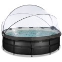 EXIT Black Leather pool ø488x122cm med dome og sandfilterpumpe - sort EXIT Black Leather pool ø488x122cm med dome og sandfilterpumpe - sort