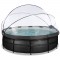 EXIT Black Leather pool ø488x122cm med dome og sandfilterpumpe - sort