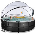 EXIT Black Leather pool ø488x122cm med dome og sandfilterpumpe - sort EXIT Black Leather pool ø488x122cm med dome og sandfilterpumpe - sort
