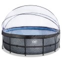 EXIT Stone pool ø488x122cm med dome og sandfilterpumpe - grå EXIT Stone pool ø488x122cm med dome og sandfilterpumpe - grå