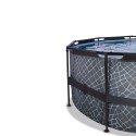 EXIT Stone pool ø488x122cm med dome og sandfilterpumpe - grå EXIT Stone pool ø488x122cm med dome og sandfilterpumpe - grå