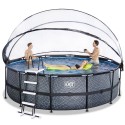 EXIT Stone pool ø488x122cm med dome og sandfilterpumpe - grå EXIT Stone pool ø488x122cm med dome og sandfilterpumpe - grå