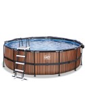 EXIT Wood pool ø488x122cm med dome og sandfilterpumpe - brun EXIT Wood pool ø488x122cm med dome og sandfilterpumpe - brun