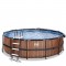EXIT Wood pool ø488x122cm med dome og sandfilterpumpe - brun