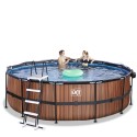 EXIT Wood pool ø488x122cm med dome og sandfilterpumpe - brun EXIT Wood pool ø488x122cm med dome og sandfilterpumpe - brun