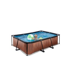 EXIT Wood pool 220x150x65cm med filterpumpe - brun