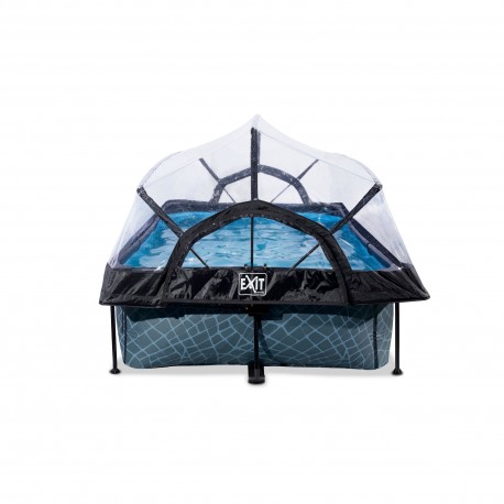 EXIT Stone pool 220x150x65cm med filterpumpe og poolskærm - grå