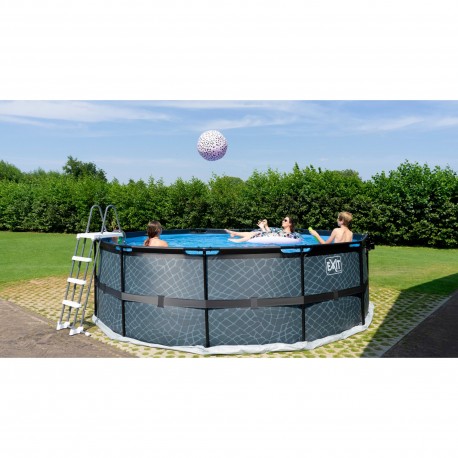 EXIT Black Leather pool ø450x122cm med filterpumpe - sort