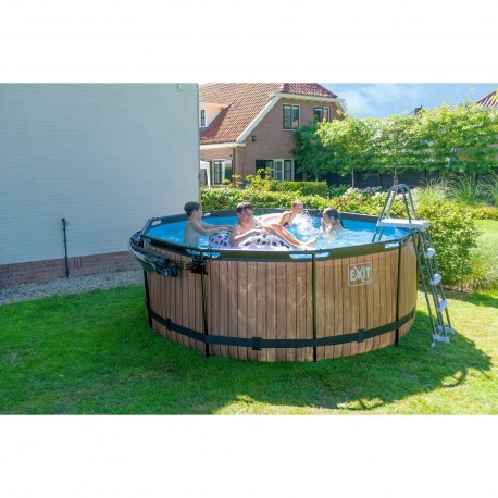 EXIT Black Leather pool ø360x122cm med dome og sandfilterpumpe - sort
