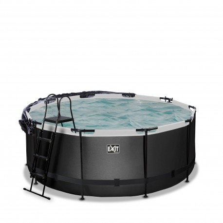 EXIT Black Leather pool ø360x122cm med dome og sandfilterpumpe - sort