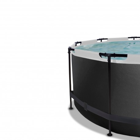 EXIT Black Leather pool ø360x122cm med dome og sandfilterpumpe - sort