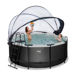 EXIT Black Leather pool ø360x122cm med dome og sandfilterpumpe - sort 2