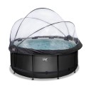 EXIT Black Leather pool ø360x122cm med dome og sandfilterpumpe - sort EXIT Black Leather pool ø360x122cm med dome og sandfilterpumpe - sort
